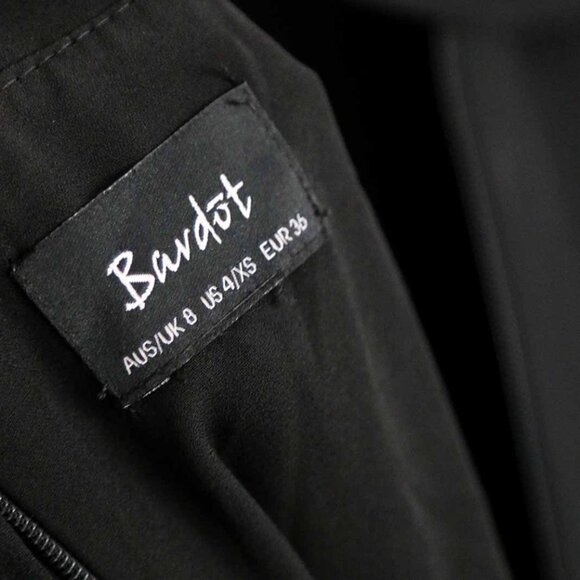 Bardot Emily Frill Maxi Dress with Ruffle Overlay 4 XS Black Dark Romantic $129 - Picture 7 of 16